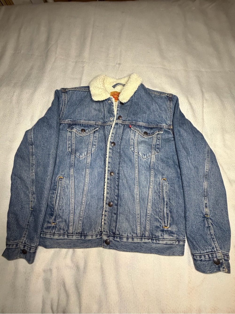 Levi's Blue Denim Jacket with Cream Sherpa Collar